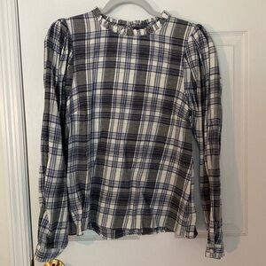 Women’s blue plaid dress top